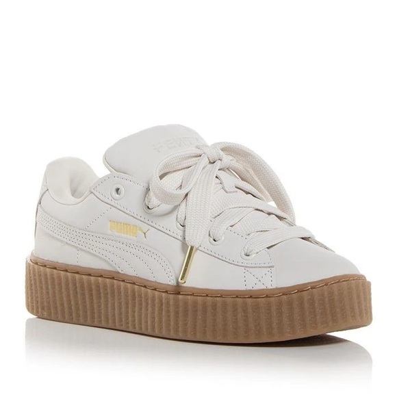 Puma X Fenty Shoes - Puma x Fenty Creeper Phatty women’s Nubuck Warm White Gold Gum Sneakers size 9